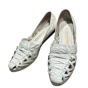 Naturalizer Dune White Leather Woven Flats – Size 10‎ Medium – Comfort Slip-On